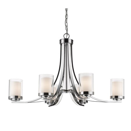 Z-Lite Willow 6 Light Chandelier, Chrome & Clear Outside with Matte Opal Inside 426-6-CH